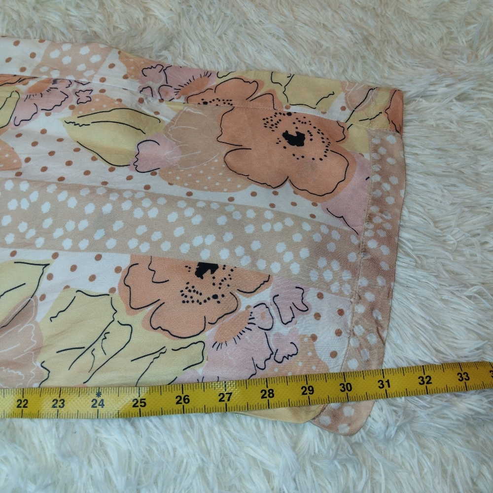 VRG GRL Valerie Wide Leg Floral Pants Peach Pink Daisy Print Size 6 - Picture 13 of 13
